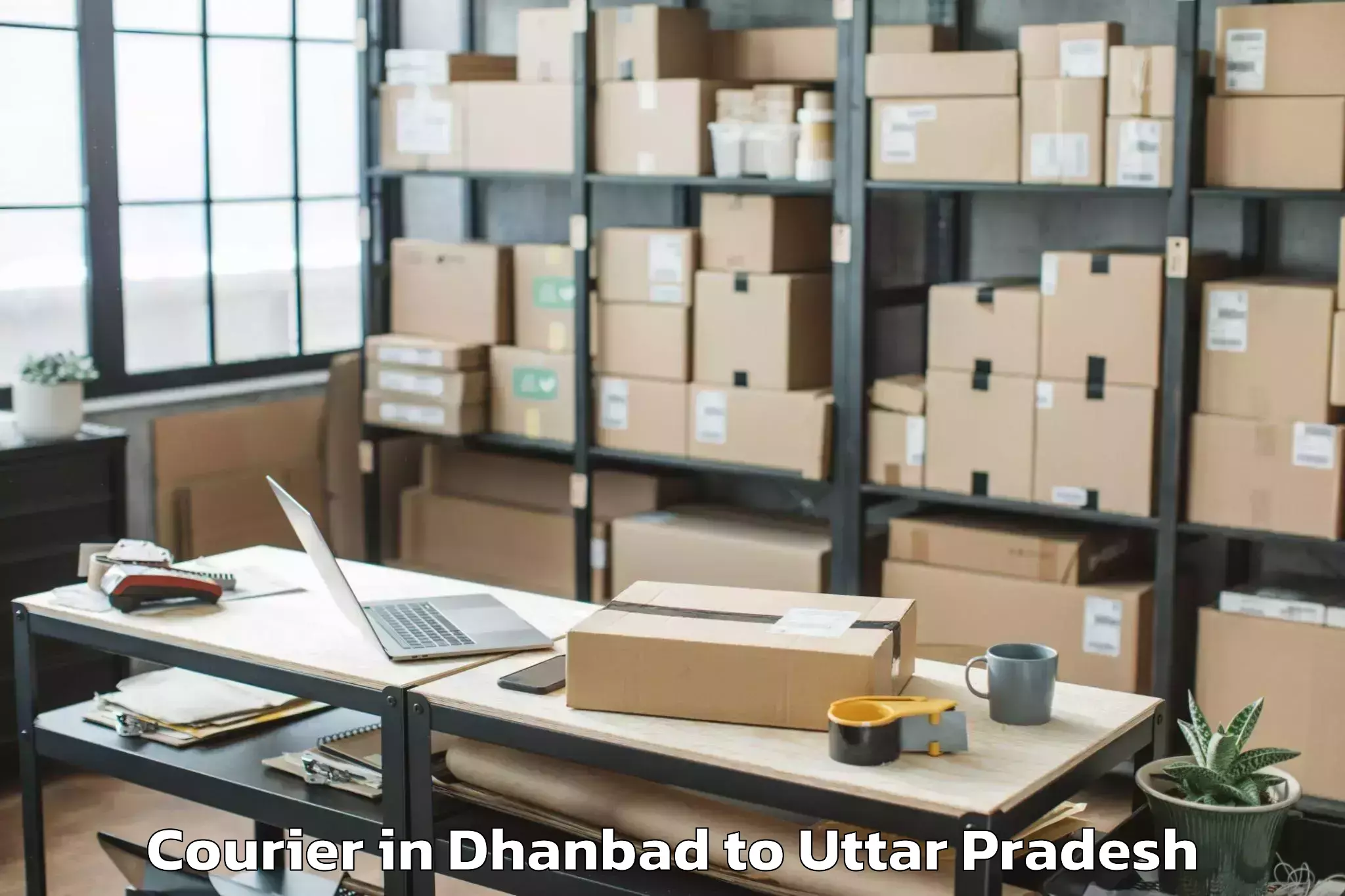 Quality Dhanbad to Manjhanpur Courier